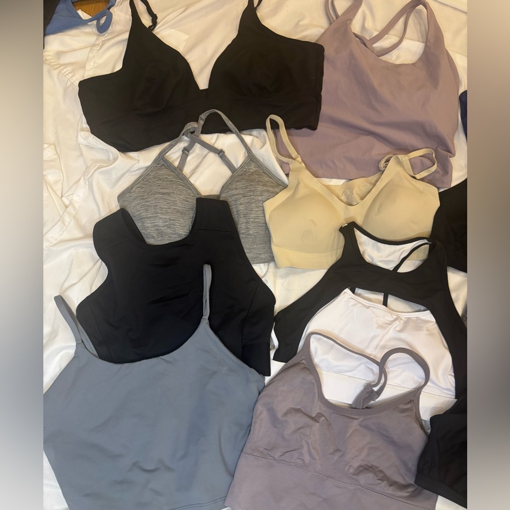 Mixed lot of 12 Women's Sports Bras in various colors sizes and styles preowned - Picture 2 of 4